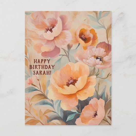 美しい柔らかい野草花カスタム誕生日 ポストカード (正面)