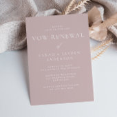 美しい柔らかく埃っぽいピンクのモダン誓いの更新 招待状