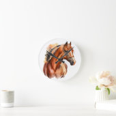 美しい栗の水色の馬頭 ラウンド壁時計 (ホーム)