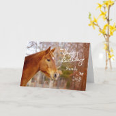 美しい栗の馬の誕生日のグリーティングカード カード (黄色い花)