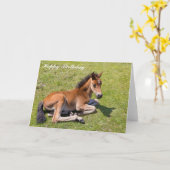 美しい栗毛ベビー馬-誕生日カード カード (黄色い花)