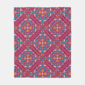 🤩美しい栗色とターコイズのアズレホス フリースブランケット (正面)