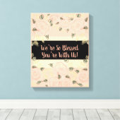 美しい桃とピンクの粗末なシックなデザイナー キャンバスプリント (インサイチュ (ウッドフロア))