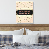 美しい桃とピンクの粗末なシックなデザイナー キャンバスプリント (インサイチュ (寝室))