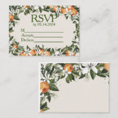 美しい桃と葉ありカラフルがとう エンクロージャーカード (正面/裏面)