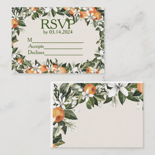 美しい桃と葉ありカラフルがとう エンクロージャーカード (正面/裏面)