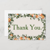 美しい桃と葉ありカラフルがとう サンキューカード (正面/裏面)