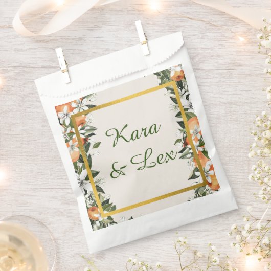 美しい桃と葉カラフル フェイバーバッグ (クリップ留めされた状態)