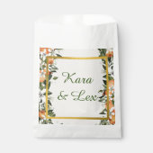 美しい桃と葉カラフル フェイバーバッグ (正面)