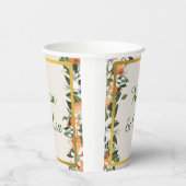 美しい桃と葉カラフル 紙コップ (右)