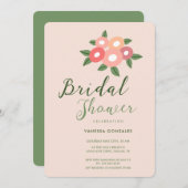 美しい桃のモダンブライダルシャワー招待 招待状 (正面/裏面)