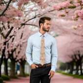 美しい桃の夏のフローラ水色 ネクタイ