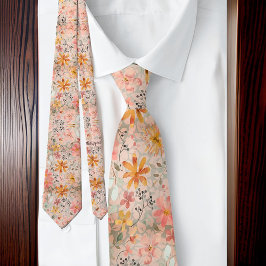 美しい桃の夏のフローラ水色 ネクタイ