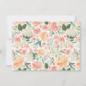 美しい桃の水色フローラ誕生日パーティー 招待状 (裏面)