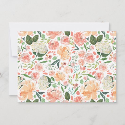 美しい桃の水色フローラ誕生日パーティー 招待状 (裏面)