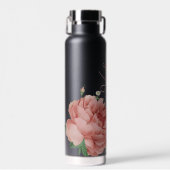 美しい桃の花とバラの花嫁の友人結婚式 ウォーターボトル (正面)