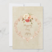 美しい桃の花みすぼらしいシックな田舎の結婚式 招待状 (裏面)