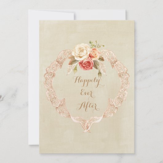 美しい桃の花みすぼらしいシックな田舎の結婚式 招待状 (裏面)