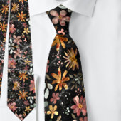 美しい桃の黒い夏のフローラ水色 ネクタイ
