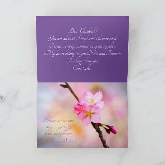 美しい桜さくらんぼ花 サンキューカード (内部)