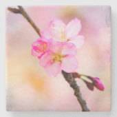 美しい桜さくらんぼ花 ストーンコースター (正面)