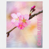 美しい桜さくらんぼ花 フリースブランケット (正面)