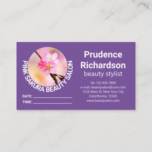 美しい桜さくらんぼ花 名刺 (裏面)