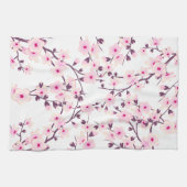 美しい桜の花の自然なピンクと白 キッチンタオル (横)