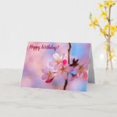 美しい桜の花を縦の小枝に カード (黄色い花)