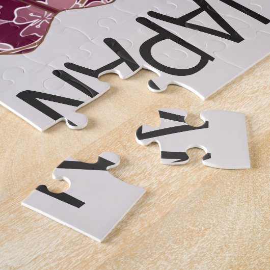 美しい桜ファンハンド図解入りの、写真付きのジャパン ジグソーパズル (側面)