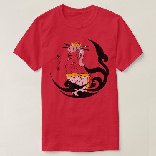 美しい桜プリンセス日本のスタイル Tシャツ (デザイン正面)