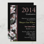 美しい梅の花枝の卒業 招待状 (正面/裏面)