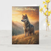 美しい森のオオカミ カード (黄色い花)