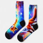 美しい森のクールキツネの赤お洒落色 ソックス (左)