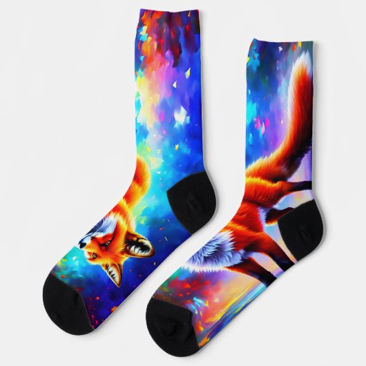 美しい森のクールキツネの赤お洒落色 ソックス (左)