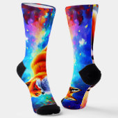 美しい森のクールキツネの赤お洒落色 ソックス (傾斜あり)