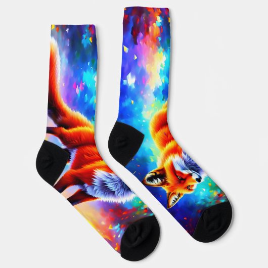 美しい森のクールキツネの赤お洒落色 ソックス (右)