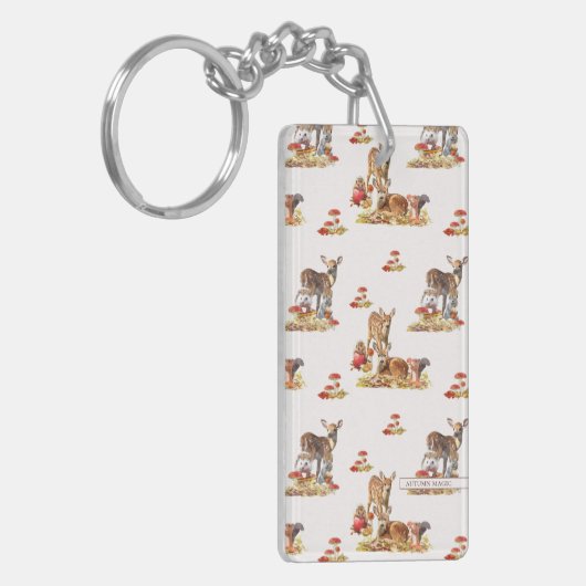 美しい森の動物の秋のアートパターン キーホルダー (正面左)