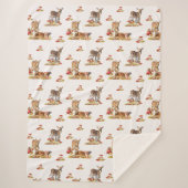 美しい森の動物の秋のアートパターン シェルパブランケット (正面)