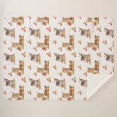 美しい森の動物の秋のアートパターン シェルパブランケット (正面(横))