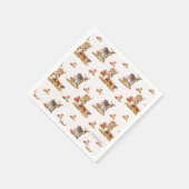 美しい森の動物の秋のアートパターン スタンダードカクテルナプキン (角)