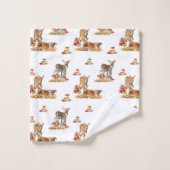 美しい森の動物の秋のアートパターン バスタオルセット (ウォッシュタオル)