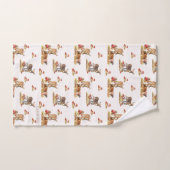 美しい森の動物の秋のアートパターン バスタオルセット (ハンドタオル)