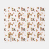 美しい森の動物の秋のアートパターン フリースブランケット (正面(横))