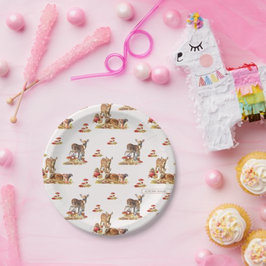 美しい森の動物の秋のアートパターン ペーパープレート (パーティー)