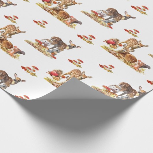 美しい森の動物の秋のアートパターン ラッピングペーパー (角)