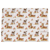 美しい森の動物の秋のアートパターン ラージペーパーバッグ (正面)