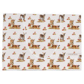 美しい森の動物の秋のアートパターン ラージペーパーバッグ (裏面)