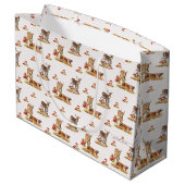 美しい森の動物の秋のアートパターン ラージペーパーバッグ (裏面アングル)