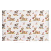 美しい森の動物の秋のアートパターン 枕カバー (裏面)